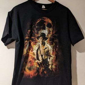 Vintage Indiana Jones Movie Promo Black Large T-shirt